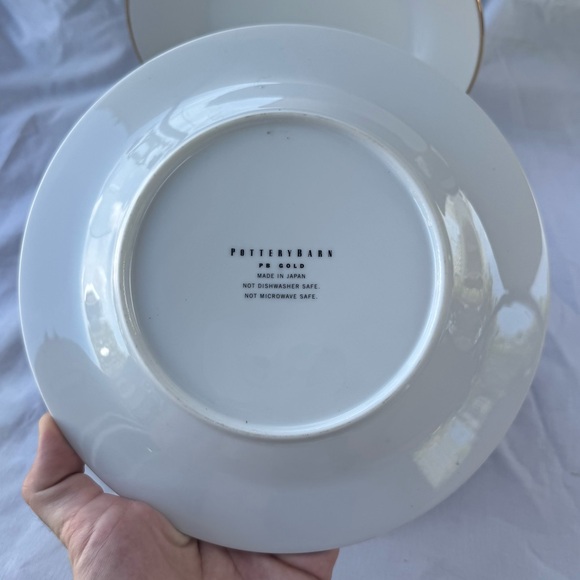 Pottery Barn Elegant White Salad Plates with Gold Trim ‘PB Gold’ Set of 4 - Picture 3 of 5